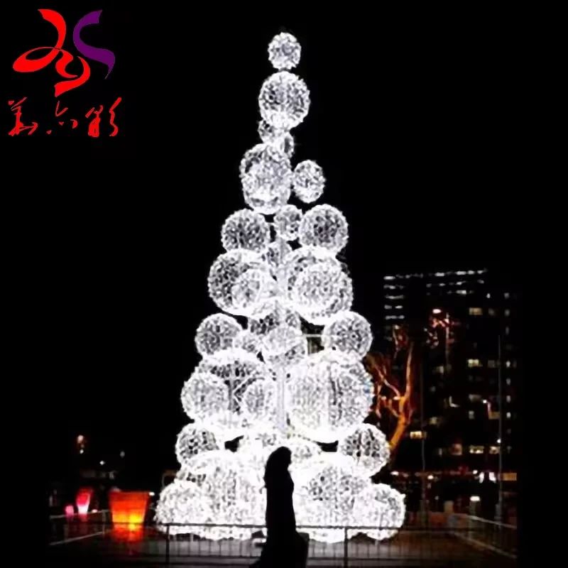 White LED sphere Christmas tree with an open arrangement of oversized illuminated balls