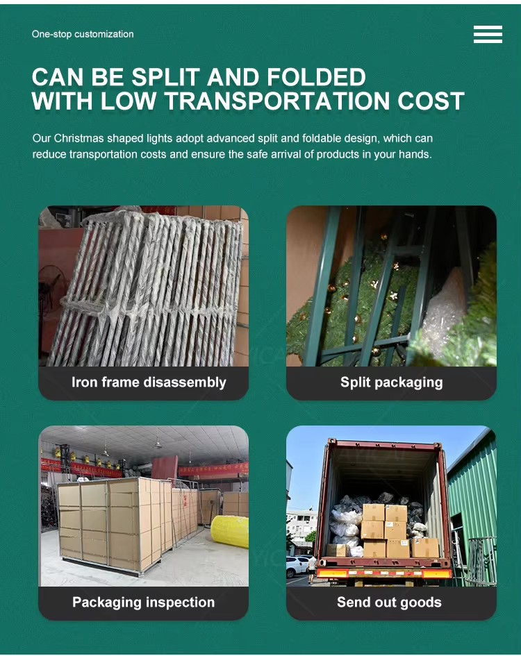 Sectional frame packing and shipment reference for commercial Christmas trees