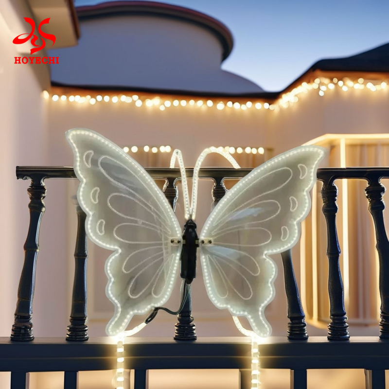Custom wholesale LED butterfly motif light for outdoor balcony and facade decoration