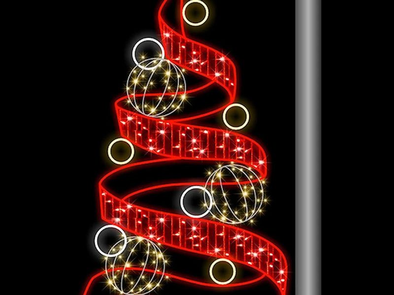 Árbol de Navidad rojo motivo poste de luz de la calle con luces LED para la decoración festiva