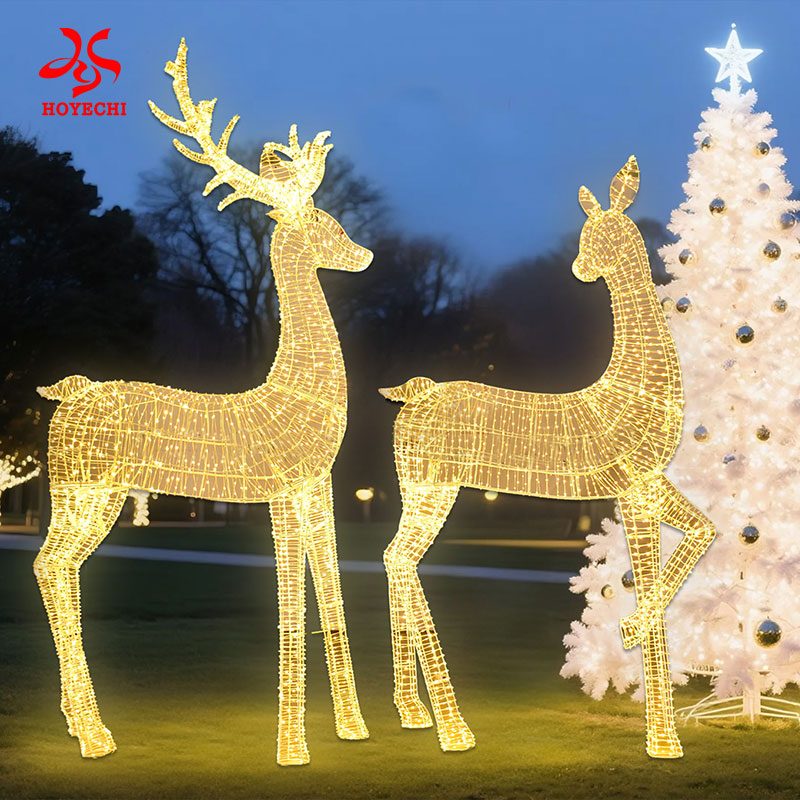 Illuminated reindeer figures for premium outdoor Christmas displays