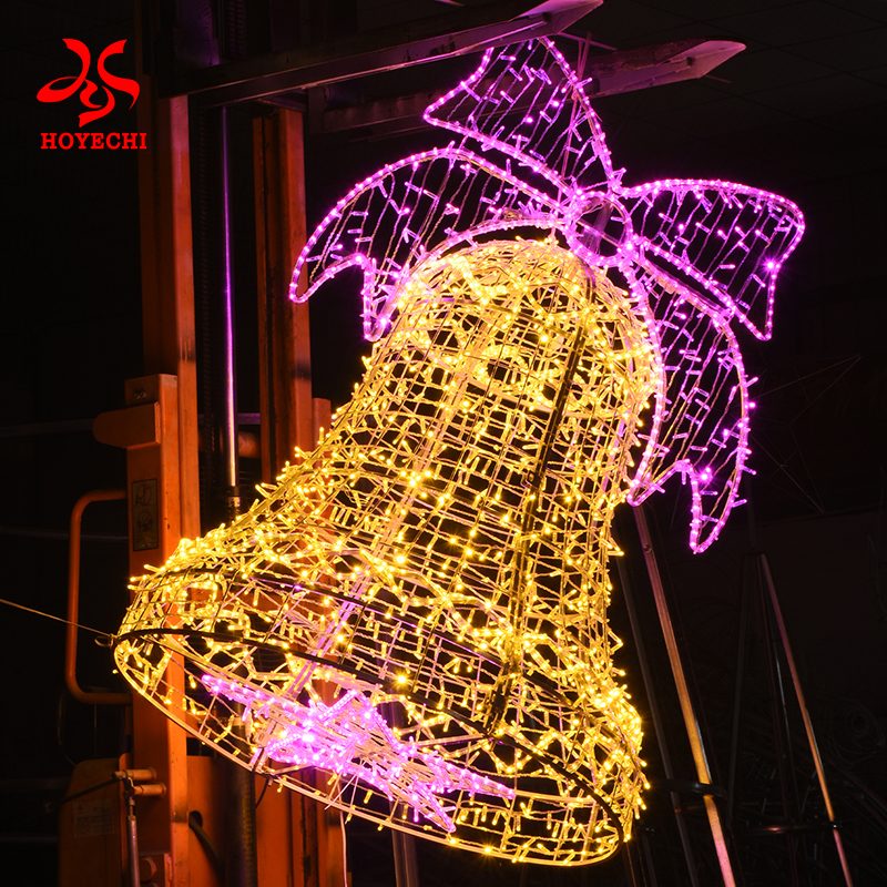 Bell shape street pole motif light outdoor Christmas decoration