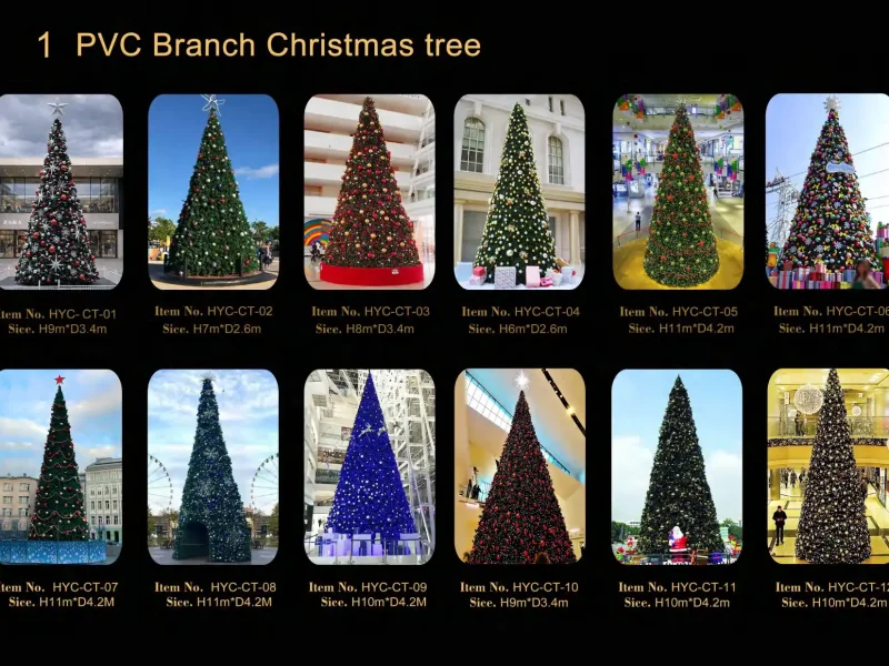 Árvores de Natal artificiais em PVC de grandes dimensões