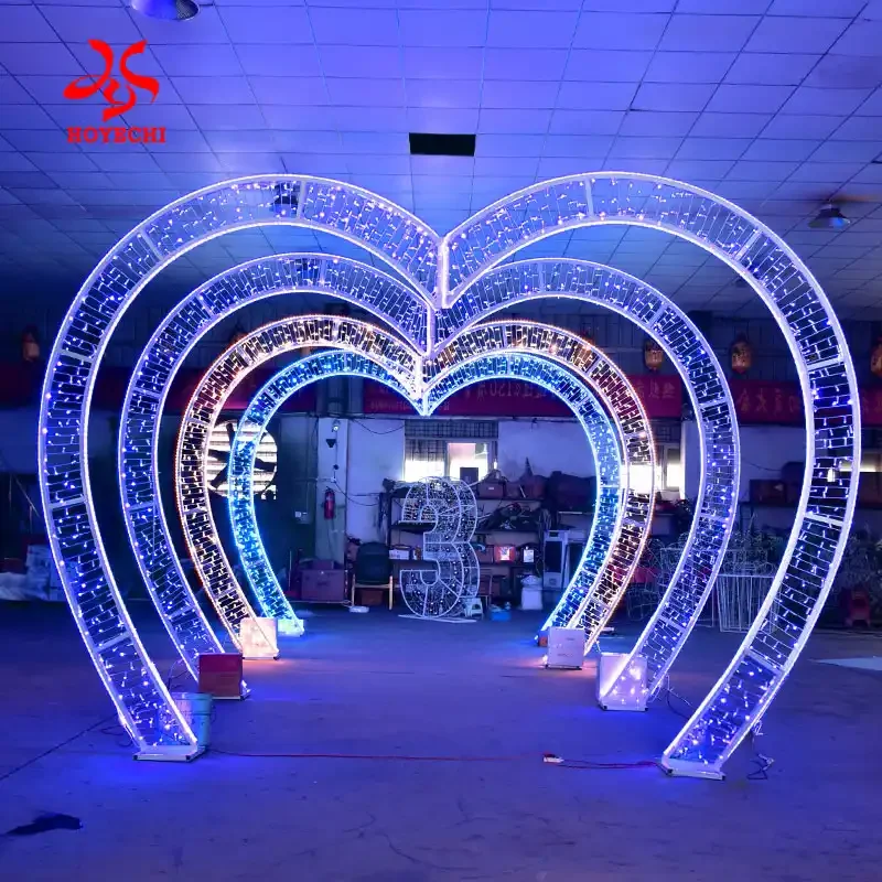 Outdoor 2D 3D Heart Shape Arch Street Motif Lights (6)