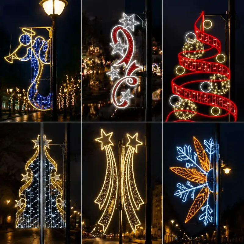 Motivo do poste de iluminação pública Estilos de decoração de Natal