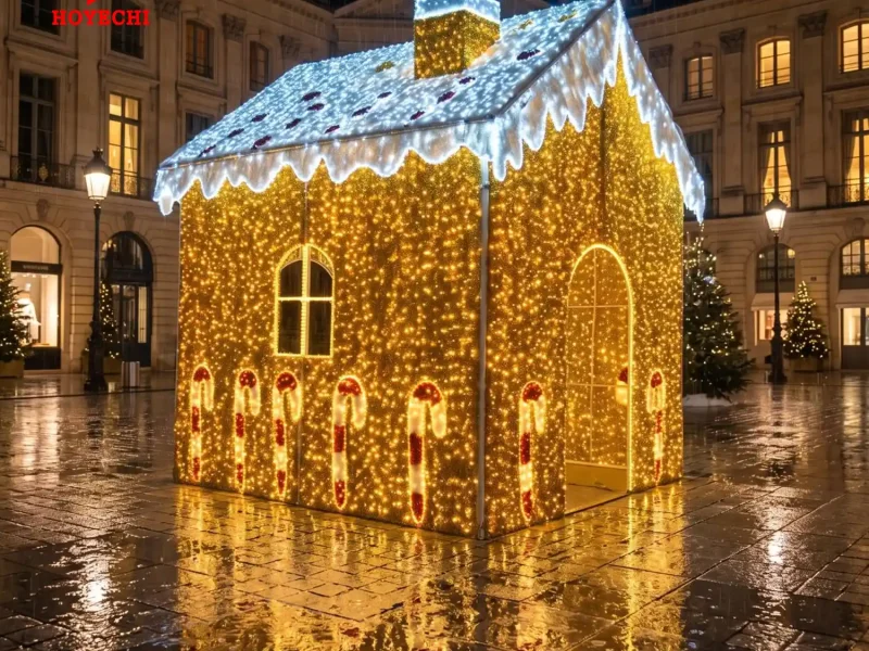 Walk-In 3D Christmas Snow House Light Display